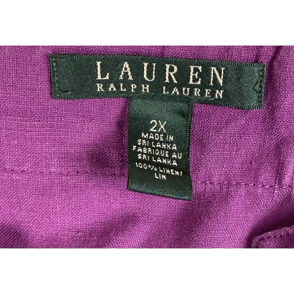 Lauren Ralph Lauren linen tunic top 2XL Magenta Coastal Lagenlook Classic Boho - Picture 3 of 3